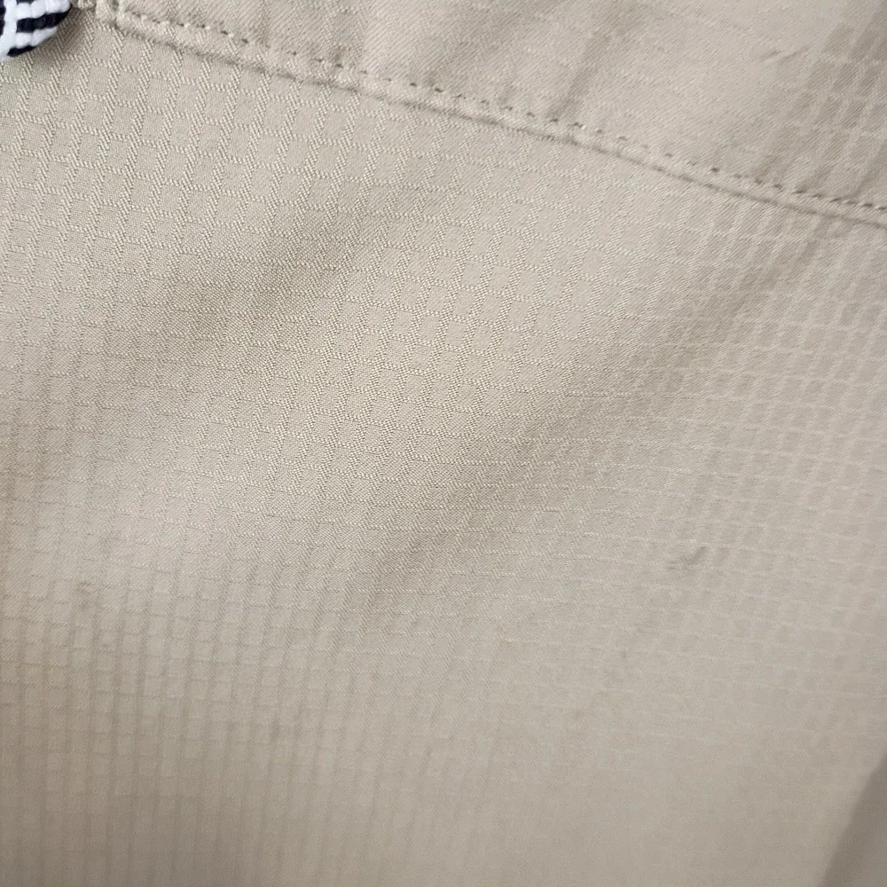 Khaki Ripstop Fishing Shirt Long Sleeve UPF 40+ Sun Protection Men's Large